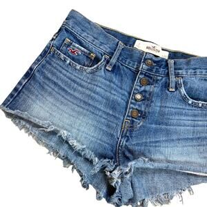 Hollister Cutoff Button Fly Mini Micro Denim Jean Shorts Size 3